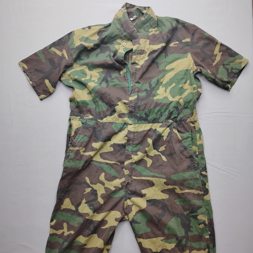 Vintage Crafted With Pride Camo Coveralls Mens XL Short Sleeve Jumpsuit USA Made